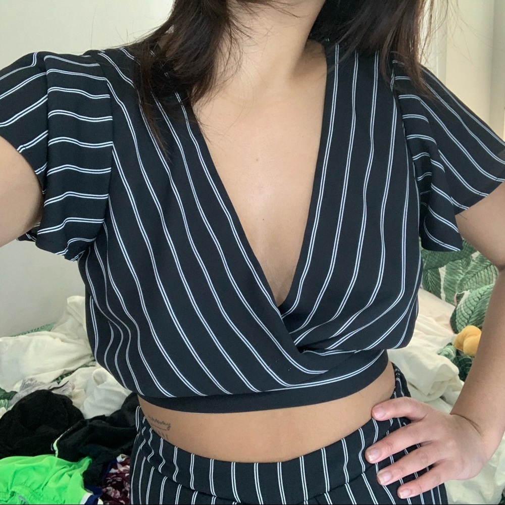 Two piece striped pants set